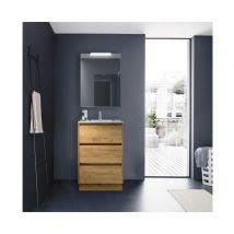 Mobile bagno a terra 60 cm con lavabo in porcellana rovere africa - Nova - 60 cm Standard