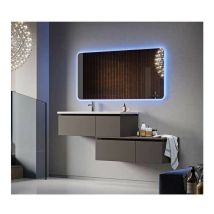 Baden Haus - Mobile Bagno Avril100 cm SospesoGrigio Talpa Base 2 cassetti - Lavabo in Resina