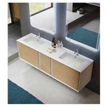 Baden Haus - Mobile Bagno Bellagio175 cm SospesoRovere Tabacco Base 6 cassetti - Lavabo doppia vasca in Resina