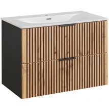 Mobile bagno con lavabo Gaia marrone e nero 80cm