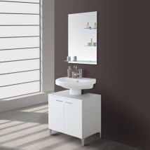 Feridras - Mobile Sotto Lavabo Universale 70 Cm Bianco Lucido Con 2 Ante Desya