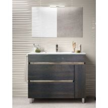 Ducha - Mobile bagno hemera con lavabo, specchio e portasciugamani 100CM Marrone