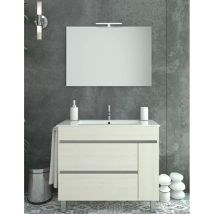 Mobile Bagno Hemera Con Lavabo, Specchio E Portasciugamani 100cm Crema