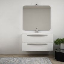 Baden Haus - Mobile per bagno bianco lucido 100 cm sospeso bombato - Berlino con colonna da 140 cm
