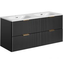 Mobile bagno doppio lavabo Adriel nero opaco 120cm