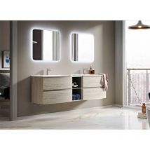 Baden Haus - Mobile Bagno Elettra100 cm SospesoRovere Sbiancato Base 2 cassetti - Lavabo in Resina