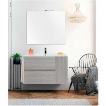 Ducha - Mobile bagno gea con lavabo, specchio e portasciugamani 80CM Grigio cenere