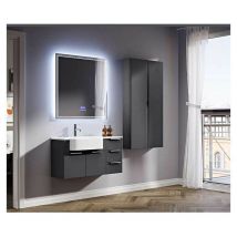 Baden Haus - Mobile Bagno Milos130 cm SospesoGrafite Base 2 ante e 6 cassetti - Lavabo in Resina