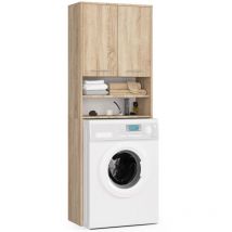 Abamihome - Colonna da bagno akord fin per incasso di una lavatrice Sonoma Quercia 64 cm 2 ante 64x30x180 cm