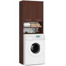 Abamihome - Colonna da bagno akord fin per incasso di una lavatrice Wengé 64 cm 2 ante 64x30x180 cm