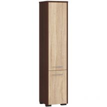 Abamihome - Colonna da bagno akord fin Wengé 30 cm 2 ante inserto frontale Sonoma Quercia 30x30x140 cm
