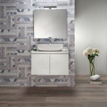 Mobile Bagno per Lavabo da Appoggio Sospeso 100 cm Bianco 2 Ante