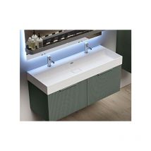Baden Haus - Mobile Bagno premium da 120 cm - Bianco Opaco - Effetto Millerighe - Made in Italy - Lavabo Consolle In Resina