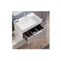 Baden Haus - Mobile Bagno premium da 70 cm - Verde Opaco - Effetto Millerighe - Made in Italy - Lavabo Consolle In Resina