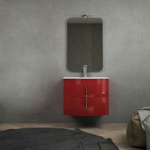 Baden Haus - Mobile da bagno rosso lucido 70 cm sospeso con colonna da 140 cm
