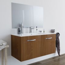 Marinelligroup - Mobile bagno sospeso 100 cm con lavabo in ceramica 2 ante rovere scuro buma 8110