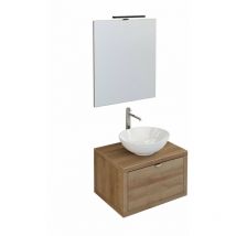 Bonussi - Mobile Bagno Sospeso 60 cm Lavabo e Specchio Orione Rovere Farnia