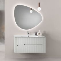 Mobile bagno sospeso 70 cm con 2 cassetti righe Grigio Perla