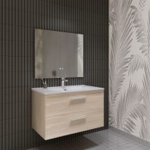 Marinelligroup - Mobile bagno sospeso 80 cm con lavabo in ceramica 2 cassetti rovere chiaro linda 8280