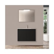 Caesaroo - Mobile bagno sospeso 80 cm in legno nero satinato con 2 ante e lavabo - Nova - Standard