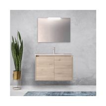 Mobile Bagno Sospeso 80 Cm 2 Ante In Legno Naturale Con Due Ante - Nova - Standard