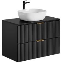 Comad - Mobile bagno con lavabo Adriel nero opaco 80cm