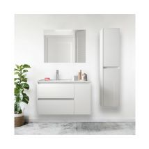 Caesaroo - Mobile bagno sospeso 85 cm in legno bianco lucido con lavabo in porcellana - Nova - Standard