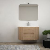 Baden Haus - Mobile bagno sospeso Rovere tabacco 90 cm tondo senza specchio e senza colonna
