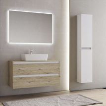 Liberoshopping - Mobile bagno sospeso 101 cm doppio cassettone con lavabo CUBE1 Quercia