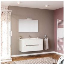 Mobile Bagno Sospeso Bianco Grigio Lavabo 100cm Specchio Luce Iris 100