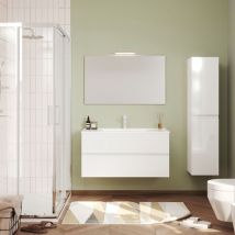 Arati Bath&shower - Mobile bagno sospeso bianco lucido con specchio lavandino 100 cm Easy 100