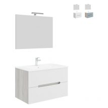 Arati Bath&shower - Mobile bagno sospeso con cassetti lavabo 80cm specchio luce led Iris 80 Colore: Bianco