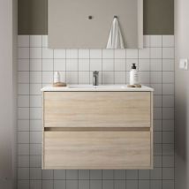 Salgar - Mobile bagno sospeso Claros80 rovere caledonia con lavabo 2 cassetti 80x45x56h