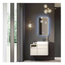 Baden Haus - Mobile Bagno Space120 cm SospesoSpatolato Bianco Base 3 cassetti e un vano a giorno - Lavabo in Resina
