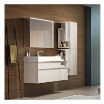 Baden Haus - Mobile Bagno Space90 cm SospesoBianco Rock Base 2 cassetti - Lavabo in Resina