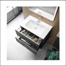 Mobile Bagno Tiffany 100 cm Sospeso Bianco Opaco Base 2 Cassettoni - Lavabo in Ceramica