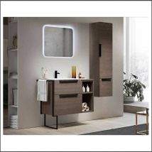 Mobile Bagno Urban120 cm Sospeso Frassino Scuro Base 2 Cassettoni - Doppio Lavabo in Resina