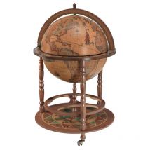 Mobile Bar Mappamondo Calipso, mdf, Legno, Marrone, 60x60x98 cm