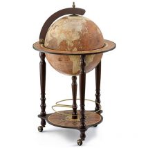 Mobile Bar Mappamondo Da Vinci, mdf, Legno, Marrone, 55x55x93 cm
