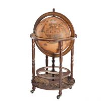 Mobile Bar Mappamondo Minerva, mdf, Legno, Marrone, 50x50x93 cm