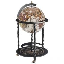 Mobile Bar Mappamondo Vulcano, mdf, Legno, Nero, Avorio, 51x51x92 cm