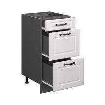 Mobiletto base per cucina R-Line, Bianco casa di campagna, 40 cm con cassetti, senza piano di lavoro Vicco