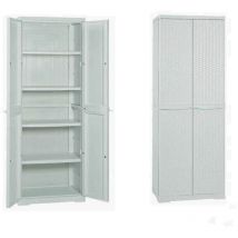 Armadio rattan pvc in resina tuttopiani polirattan bianco 4 con mensole