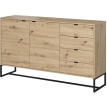 Bim Furniture - mobile cassettiera como' letto soggiorno quercia nero 153x89x39cm amber