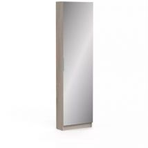 Armadio scarpiera quercia con anta a specchio, 50x20x180 cm