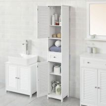 Wyctin - Mobile colonna da bagno Mobile alto Mobile contenitore - L32cm x P30cm x H170cm - Bianco