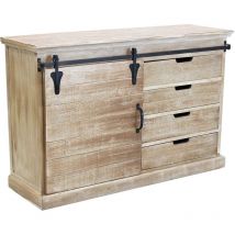 Defibrico - Mobile credenza madia da interno con 4 cassetti e 1 anta scorrevole struttura in legno e metallo Linea Industrial