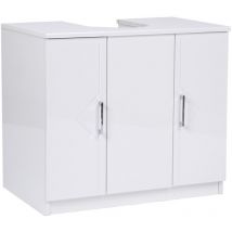 Bluelife - Mobile copricolonna universale sottolavabo 2 ante bianco lucido