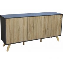 Homeness - Mobile credenza da interno salotto moderno in legno nobilitato bilaminato con ante push and pull Linea Elegance - Black