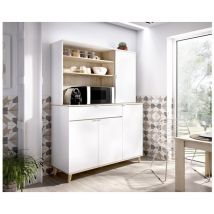 Abitare - Mobile cucina 120x40x189 cm bianco opaco e rovere naturale con quattro ante ed un cassetto - Gubbio